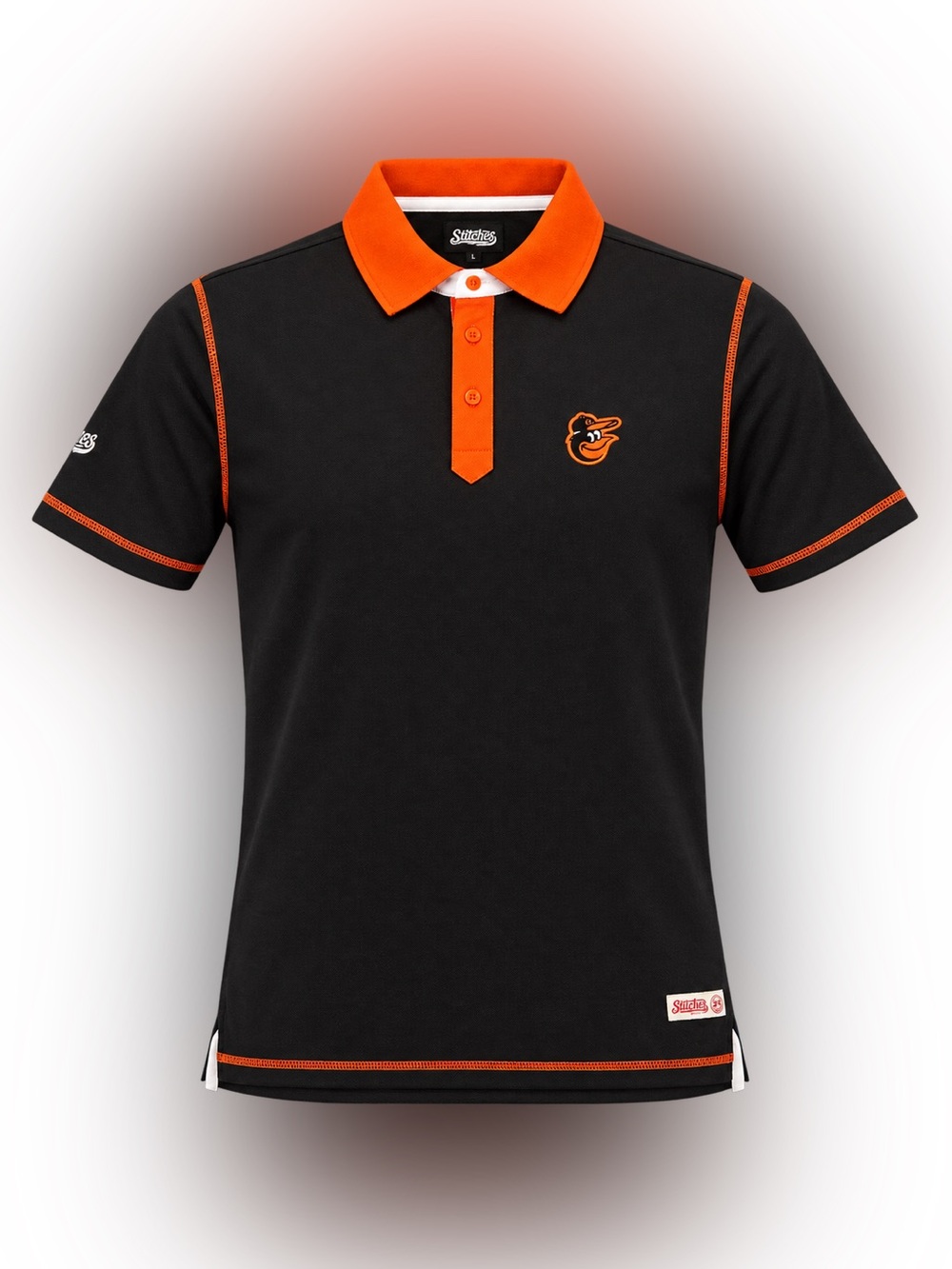 Stitches Baltimore Orioles Mens M, MLB Black and Orange Golf Polo Shirt